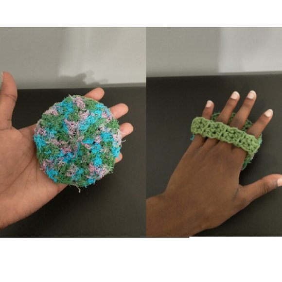 Reversible Dish/Body Scrubby with Handle - Crochet - Picture 1 of 7